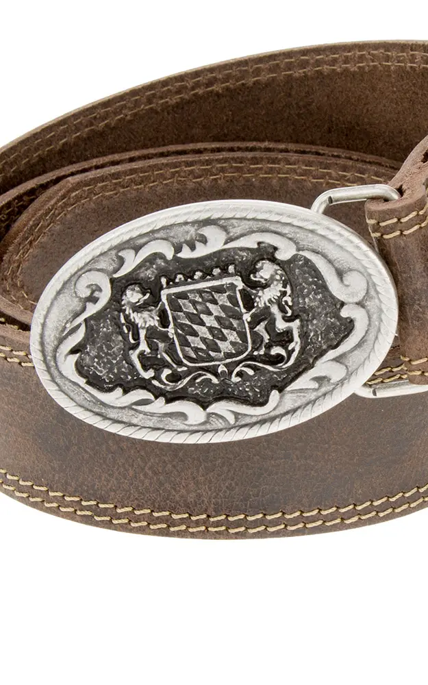 Herrengürtel Bayernwappen, dunkelbraun