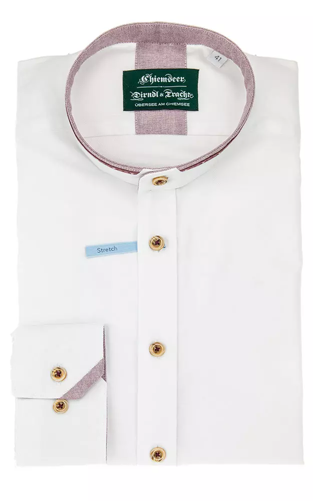 Hemd 3012, weiß/rot - Slim fit