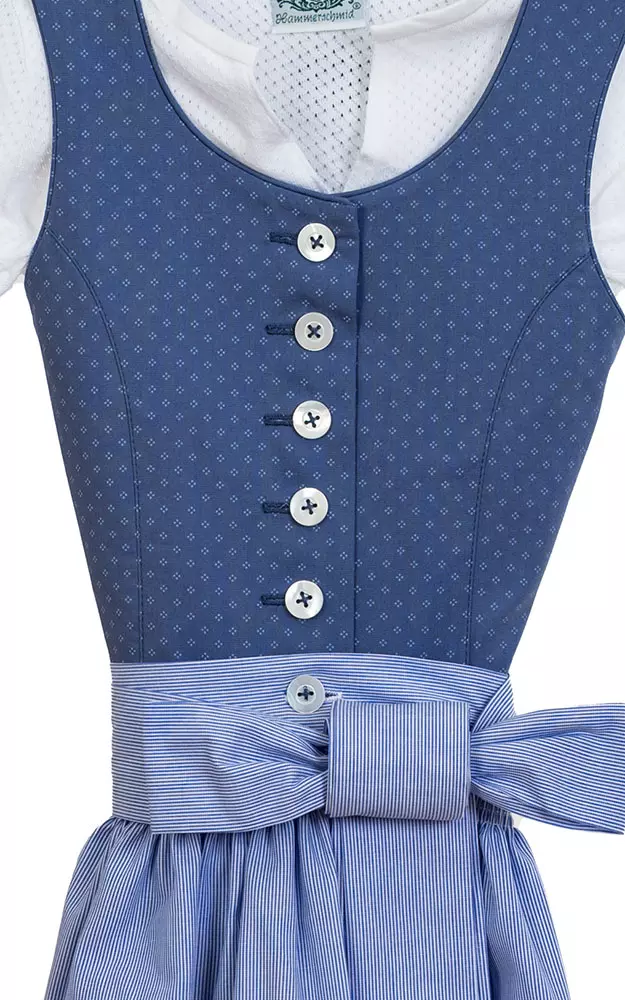 Kinderdirndl Bergsee, mit Schürze u. Bluse mittelblau