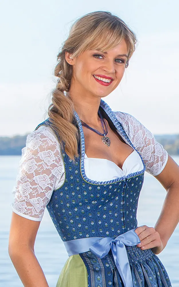 Dirndlbluse Serena, weiß Spitzenarm