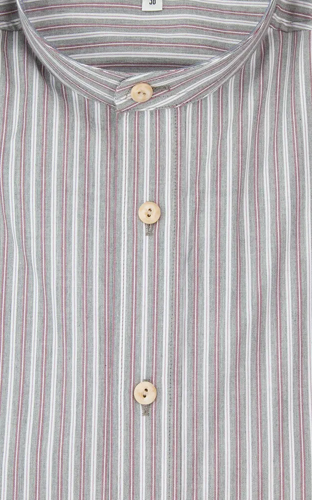 Hemd 03 13425P, grau/beere Stehkragen