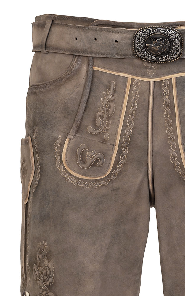 Lederhose Fuschlsee mit Gürtel, beige