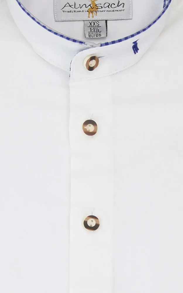 Kinderhemd 923, SK weiß Kragen blau