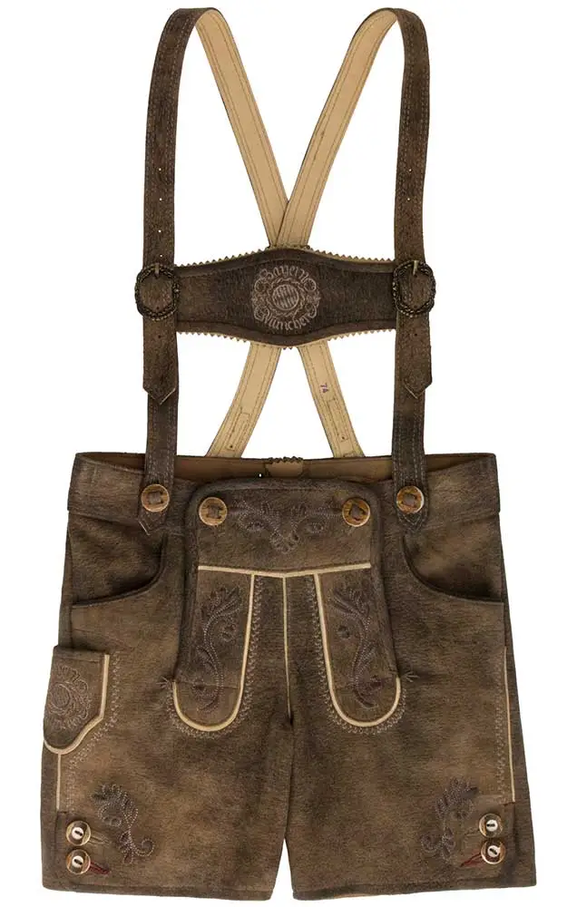 Kinder-Lederhose Ebias mit Träger/Gürtel, braun - FC Bayern