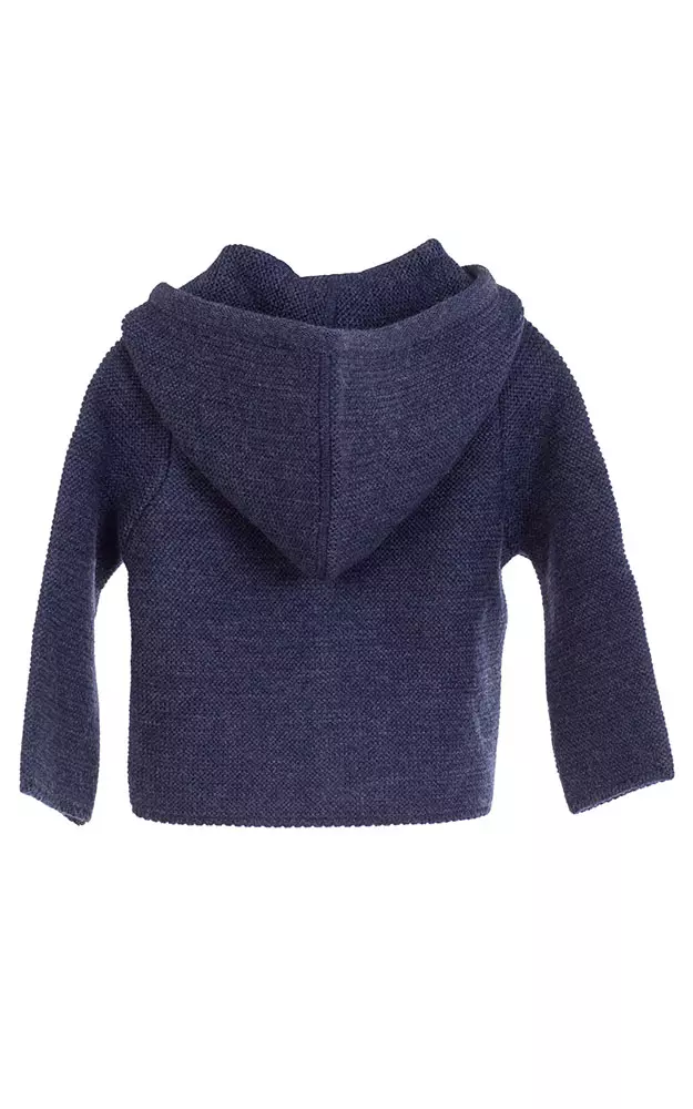 Kinder-Strickjacke mit Kapuze, blau
