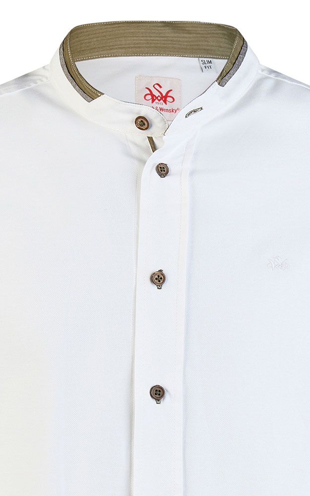 Hemd Hester, weiß/oliv SK - Slim fit