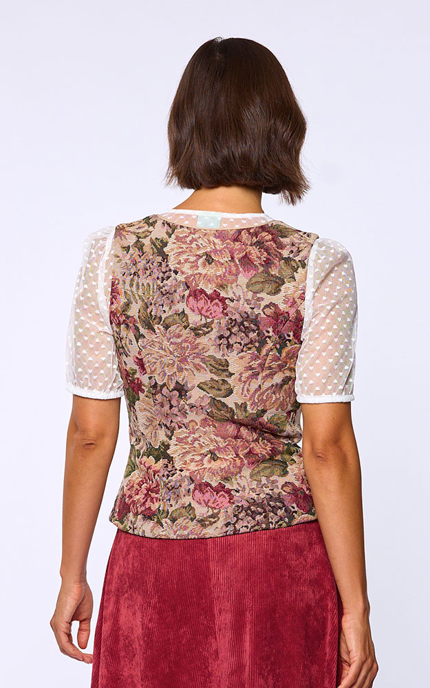 Mieder Jacquard Blumen, rot