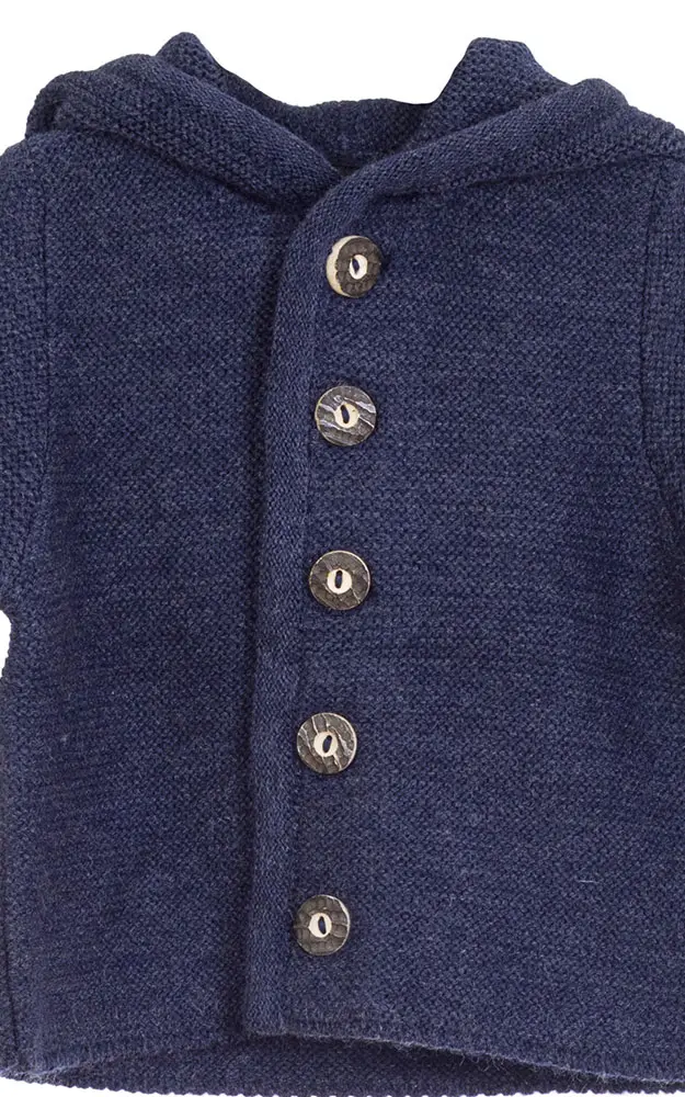 Kinder-Strickjacke mit Kapuze, blau