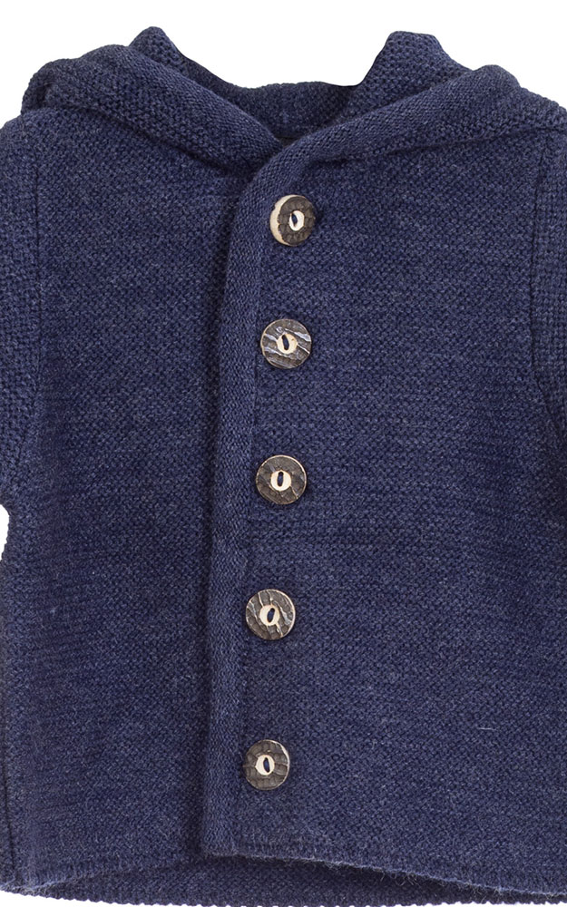 Kinder-Strickjacke mit Kapuze, blau