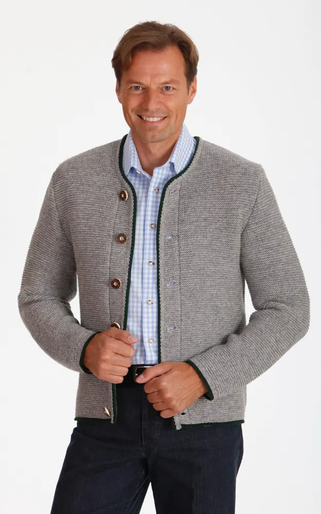 Strickjacke Gerhard, steingrau/tanne