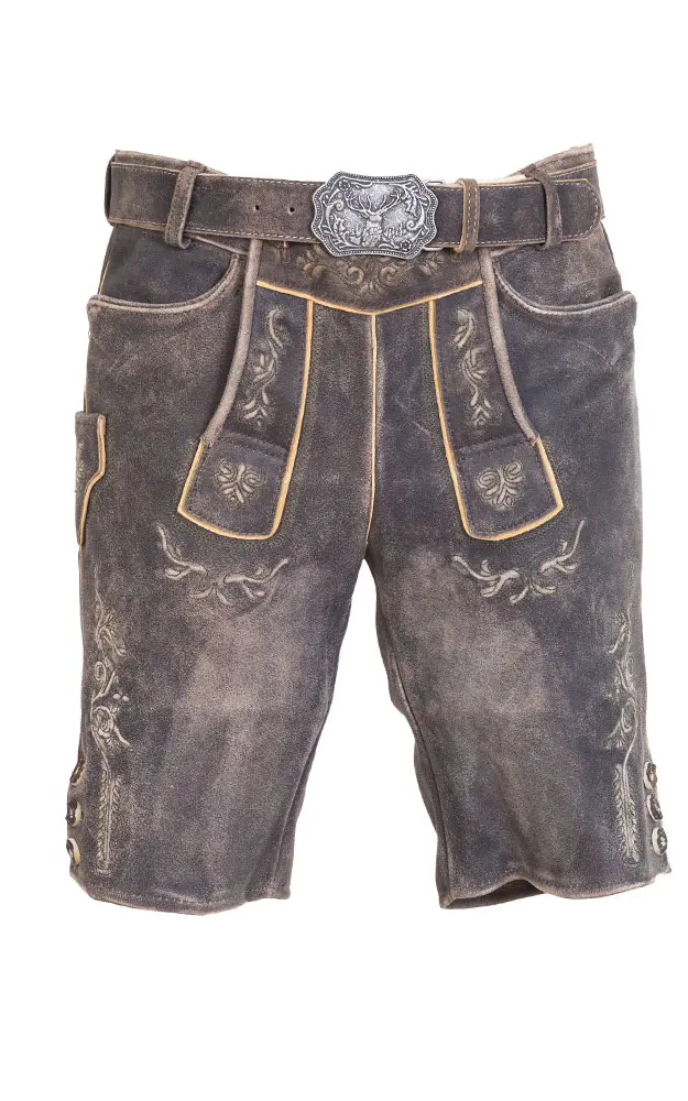 Lederhose Amberg mit Gürtel, braun