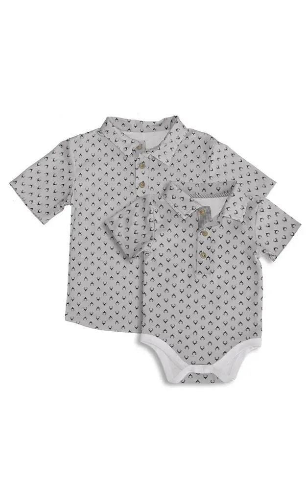 Baby-Body Castor kurzarm, grau