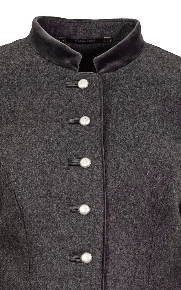 Jacke Ebbs, dunkelgrau/Samt schwarz