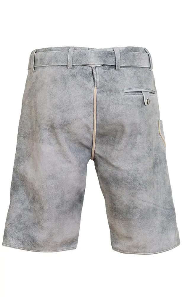 Lederhose 7664 mit Gürtel, grau