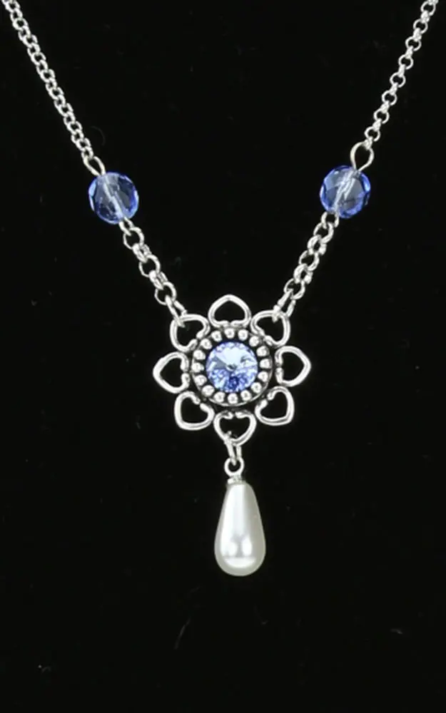 Kette 48334, silber Kristall blau