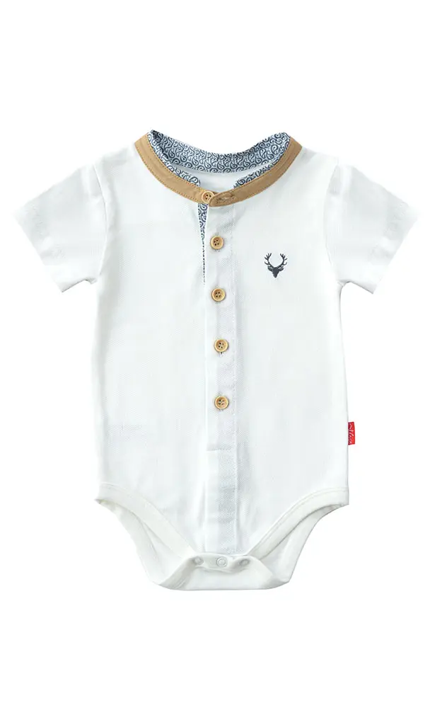 Baby-Body, weiß Kragen braun
