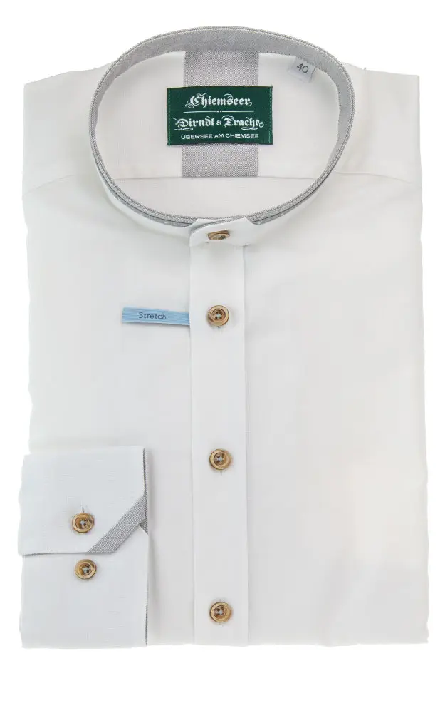 Hemd 3012, weiß/grau - Slim fit