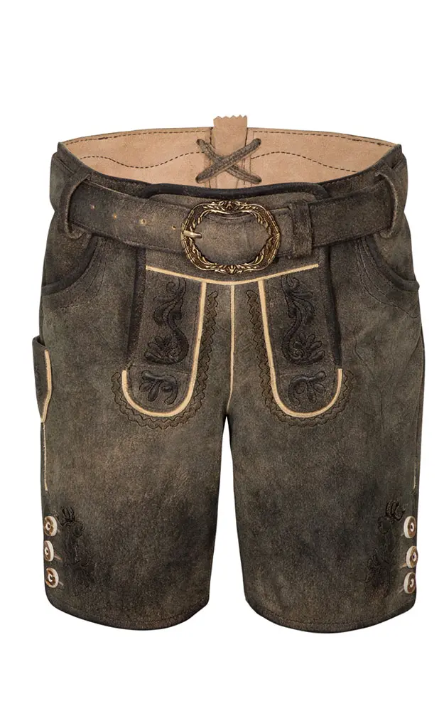 Kinder-Lederhose Achill mit Träger/Gürtel, espresso