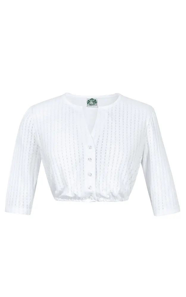 Dirndlbluse Carola 2931, weiß Spitzenarm mlang