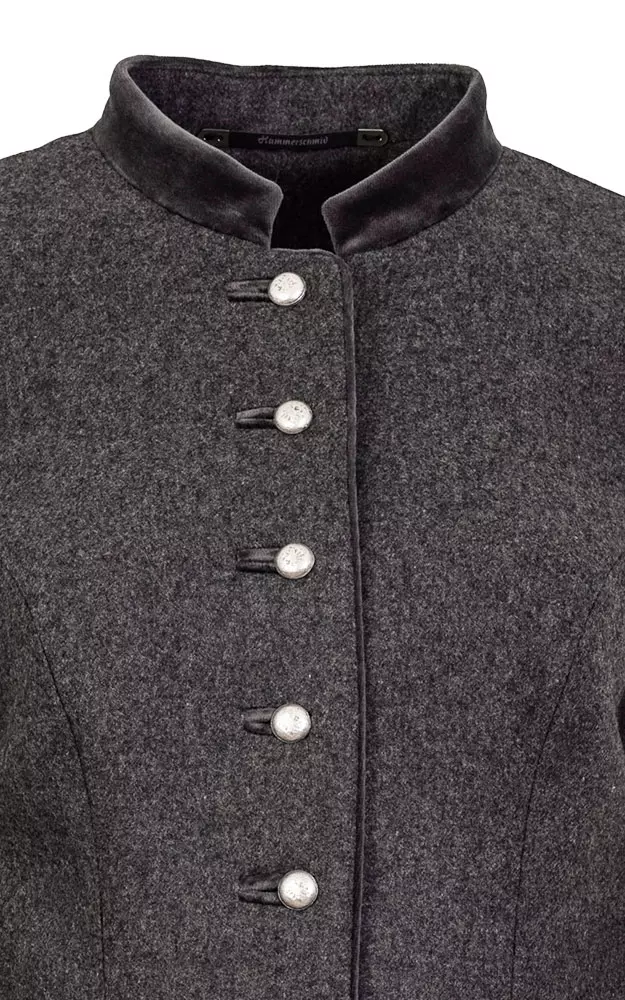 Jacke Ebbs, dunkelgrau/Samt schwarz