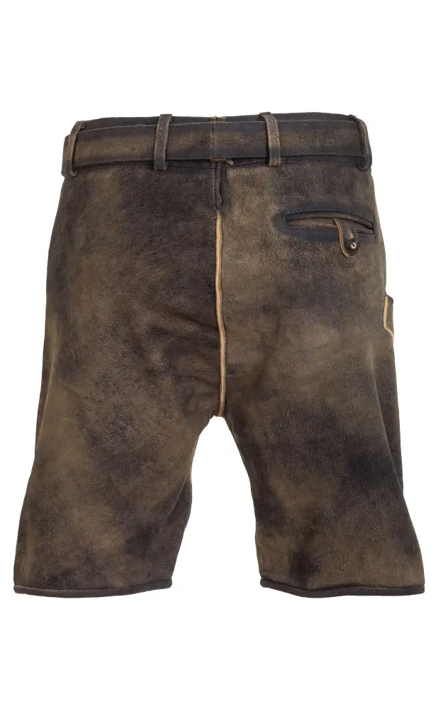 Lederhose 7734 mit Gürtel, espresso/blau