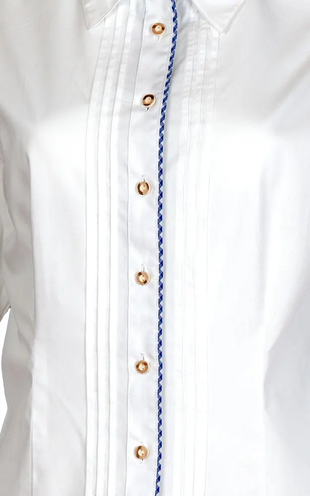 Trachtenbluse Otti, weiß/blau