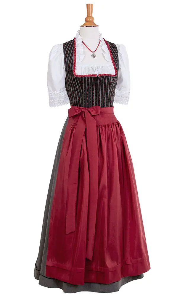 Blusendirndl Hartsee /E schwarz/grau, ohne Schürze