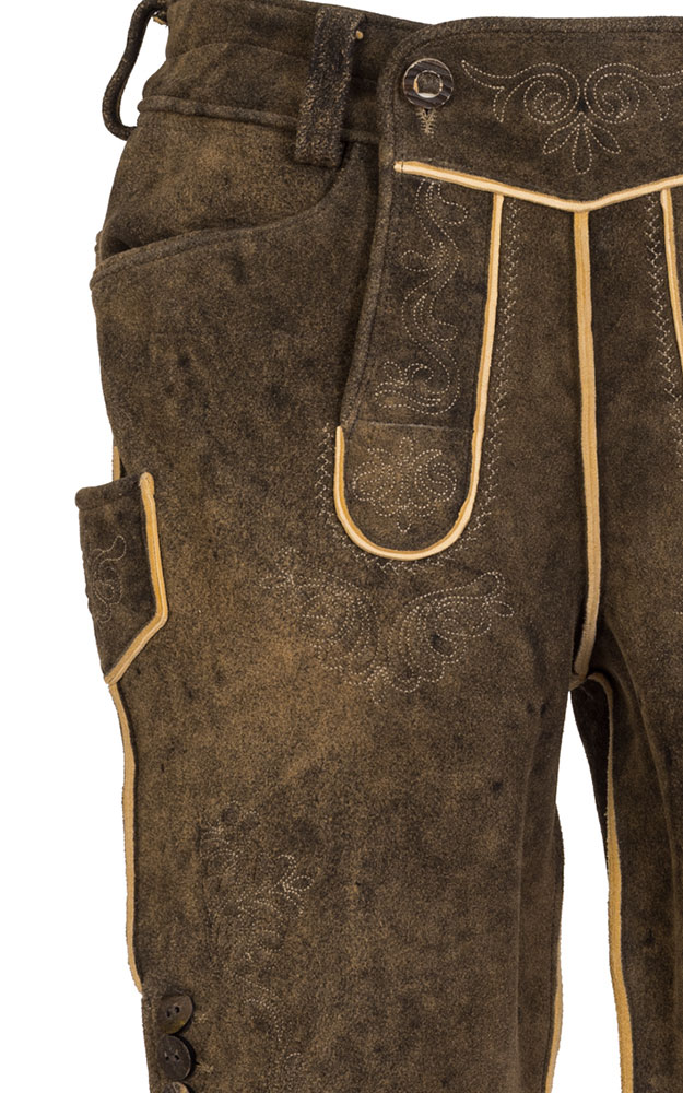 Hirschlederhose Spitzbua mit Gürtel, buche rustikal
