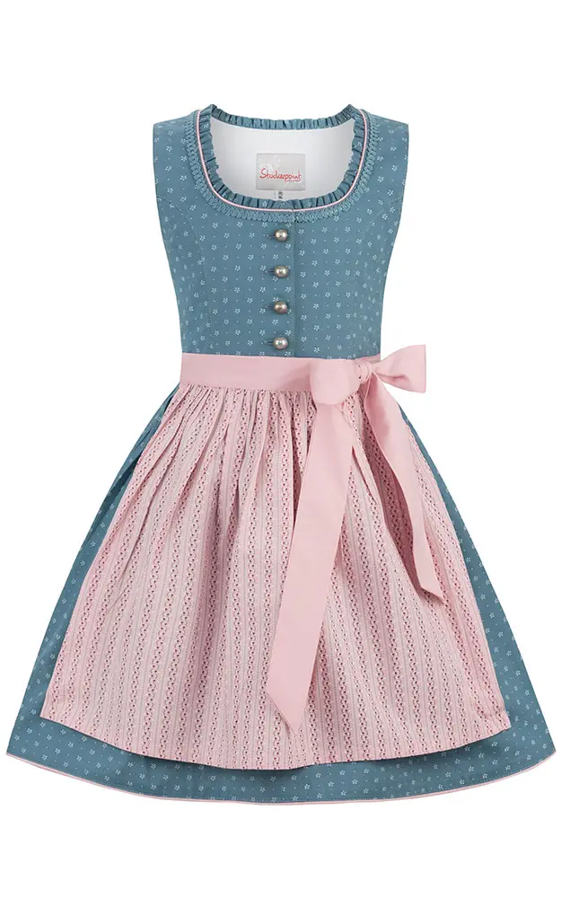 Kinderdirndl Greta, mit Schürze, rauchblau