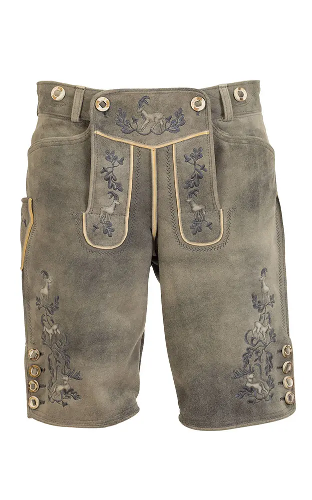 Lederhose Wildleben ohne Träger, beige/grau