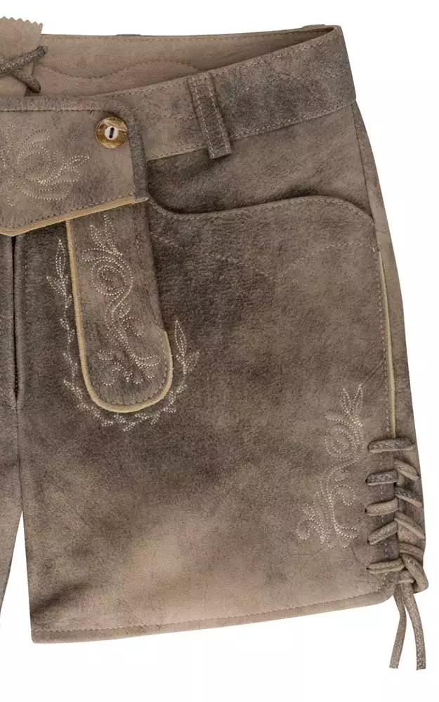 Damenlederhose Barbie, grau/beige