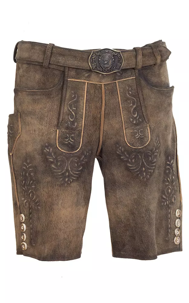 Lederhose Wernhart mit Gürtel, espresso