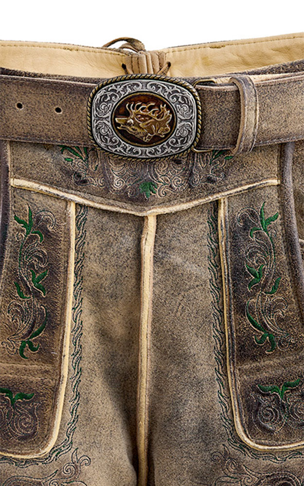Lederhose Buchner2  mit Gürtel, natur kernig