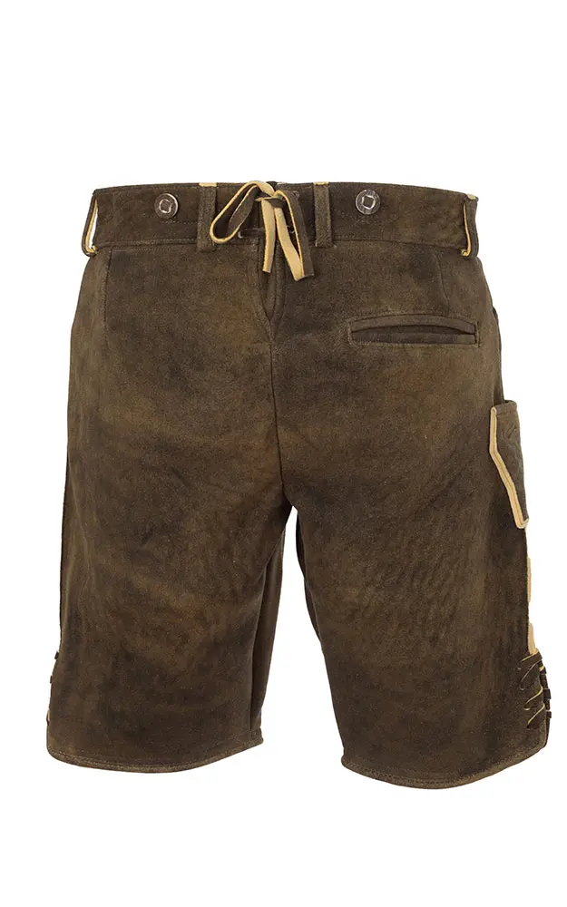 Hirschlederhose Hirschruf ohne Träger, schwarz/oliv