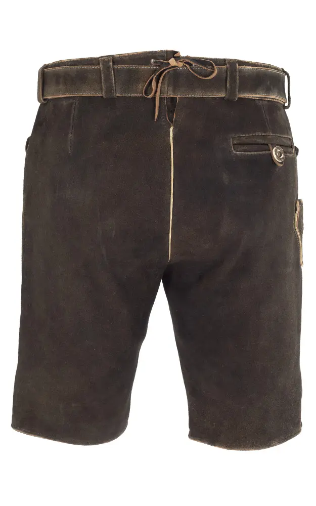 Lederhose Vitto mit Gürtel, dunkelbraun