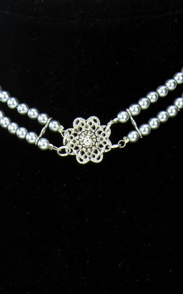 Kette Bea Perle, steingrau