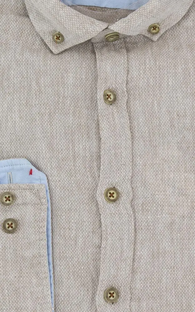 Hemd C52613-21296, beige - Slim fit