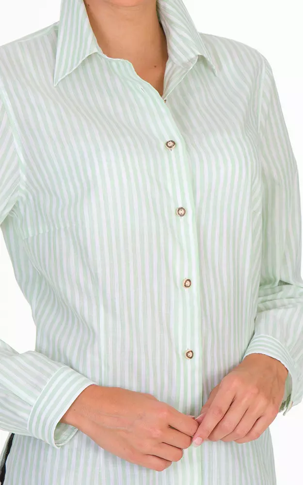 Trachtenbluse Valerie, hellgrün gestreift