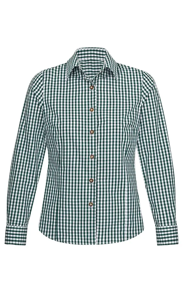 Trachtenbluse Ida, # dunkelgrün/weiß