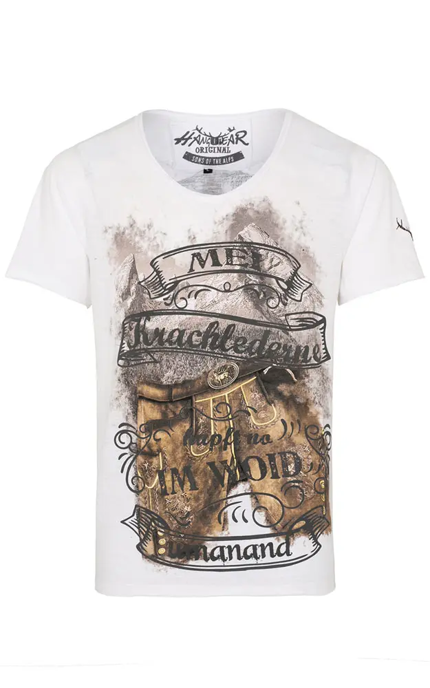 T-Shirt Krachlederne, weiß