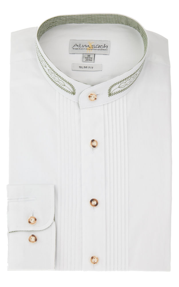 Hemd Alex, weiß SK Stick oliv - Slim fit