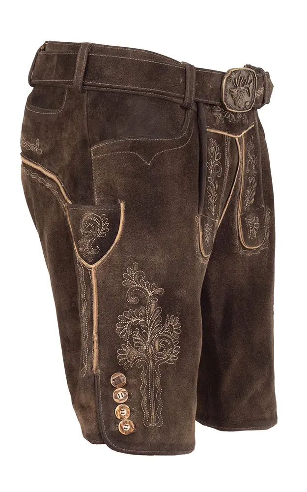 Lederhose Norbert mit Gürtel, vulkan