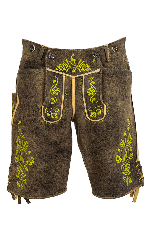 Hirschlederhose Ludwig ohne Träger, stein antik