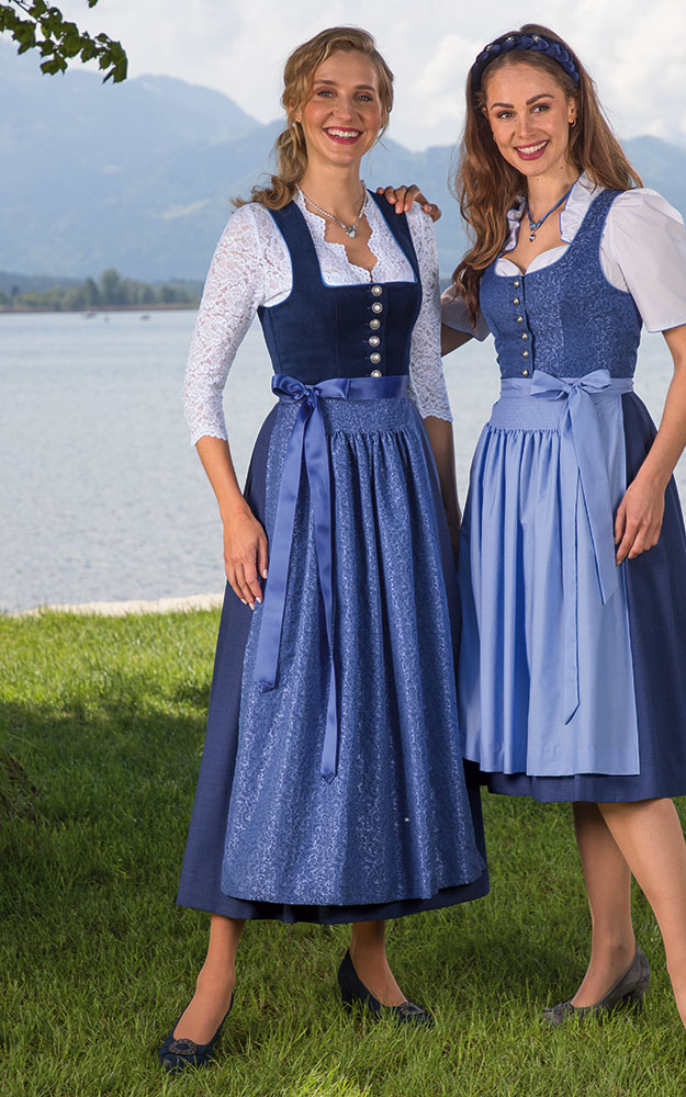 Blusendirndl Isargau Samt blau, ohne Schürze