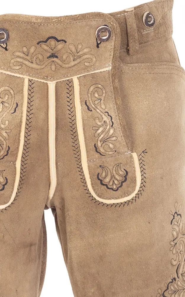 Hirschlederhose Alois ohne Träger, wilderer mittelbraun