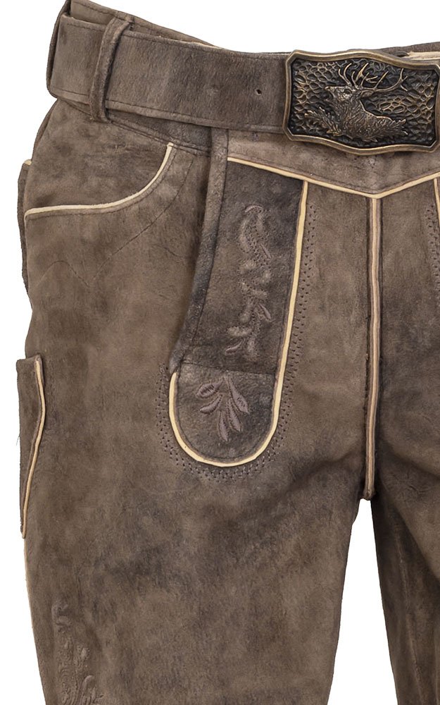 Lederhose Mathias mit Gürtel, beige