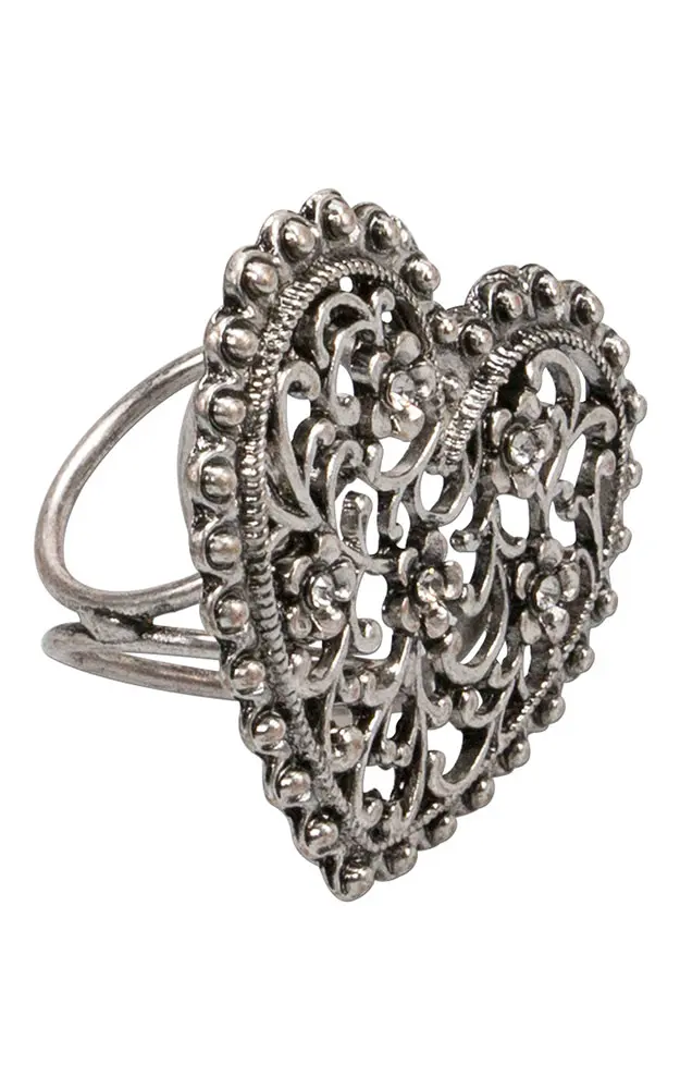 Tuchhalter Herz, altsilber