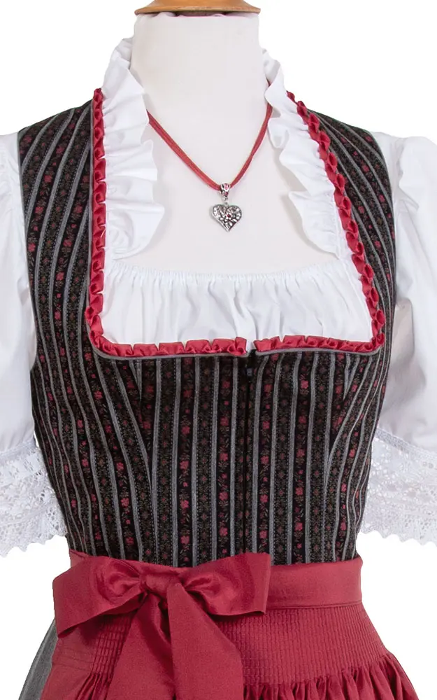Blusendirndl Hartsee /E schwarz/grau, ohne Schürze