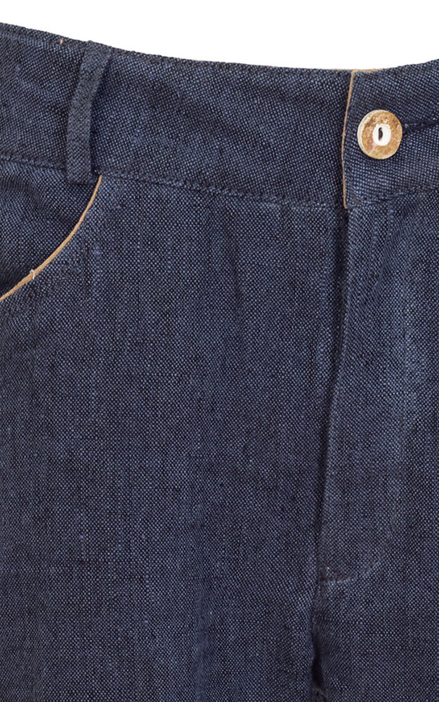 Stofflederhose Leinen, blau