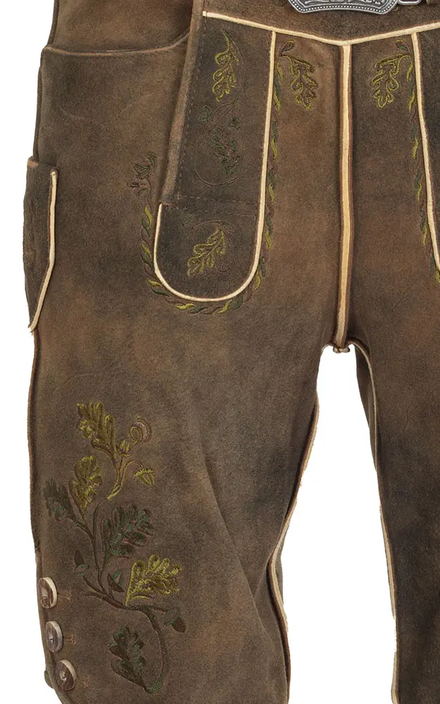 Lederhose Murten mit Gürtel, mittelbraun